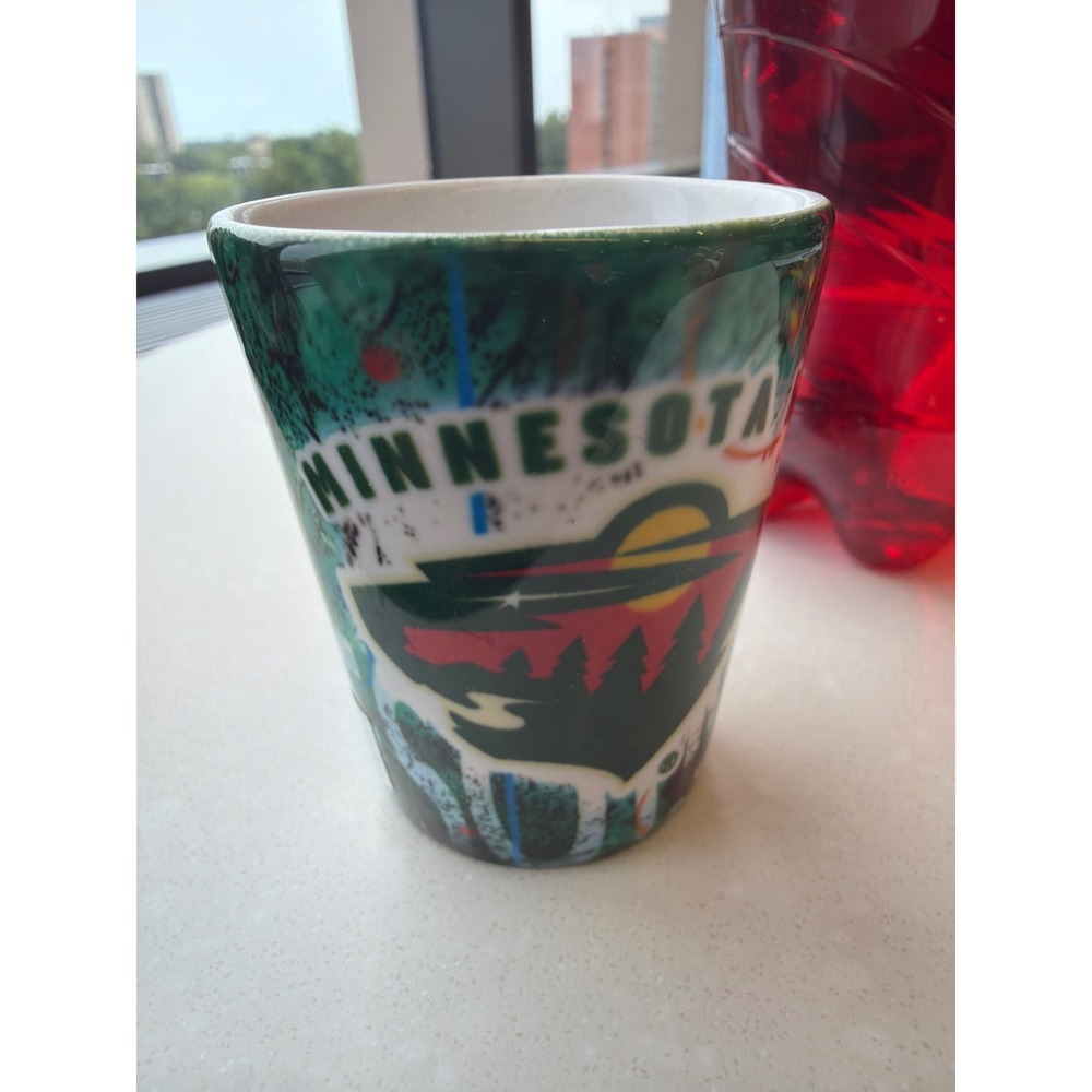 Minnesota Wild NHL Shot Glass Green Ceramic Team Logo Hockey Fn Souvenir Barware
